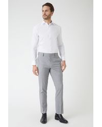 Burton - Slim Fit Light Grey Textured Suit Trousers - Lyst