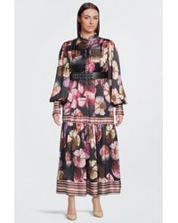 Karen Millen - Plus Size Floral Printed Woven Maxi Dress - Lyst