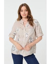 Izabel London - Floral 3/4 Turn-Up Sleeve Blouse - Lyst