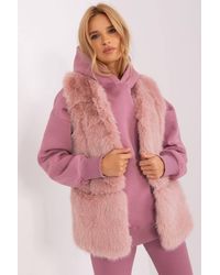 Love Lace - Soft Faux Fur Vest With Pockets For Winter - Lyst