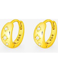 MUCHV - Gold Tiny Huggie Hoop Earrings With Stars - Lyst