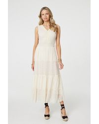 Izabel London - Lace Detail Sleeveless Tiered Maxi Dress - Lyst