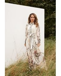 Karen Millen - Lydia Millen Viscose Floral Border Woven Shirt Midi Dress - Lyst
