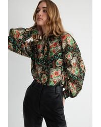 Warehouse - Paisley Puff Sleeve Blouse Top - Lyst