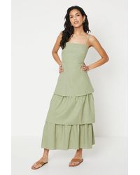 Oasis - Petite Tie Back Tiered Maxi Dress - Lyst