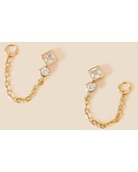 Accessorize - 14ct Gold-plated Sparkle Chain Earrings - Lyst