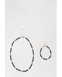 Dorothy Perkins - Black Beaded Necklace And Bracelet Set - Lyst