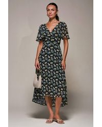 Jolie Moi - Floral Chiffon V Neck Midaxi Dress - Lyst