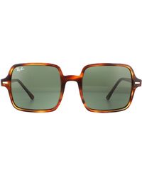 Ray-Ban - Square Striped Havana Green Classic G-15 Sunglasses - Lyst