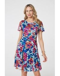 Izabel London - Floral Layered Angel Sleeve Short Dress - Lyst