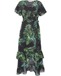 Dorothy Perkins - Dp Petite Green Tropical Print Ruffle Maxi Dress - Lyst