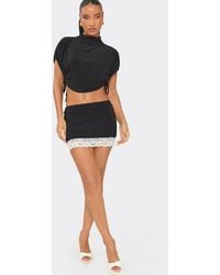 EGO - Lace Trim Contrast Low Rise Mini Skirt - Lyst