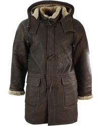 TruClothing - Winter Sheepskin Duffle Safari Jacket Hood - Lyst