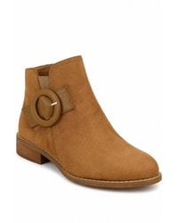 Spot on - Buckle Detail Low Heel Ankle Boots - Lyst