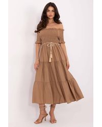 Love Lace - Summer Midi Flared Dress With Spanish Neckline - Lyst