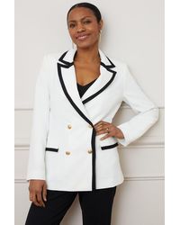 Wallis - Ivory Tipped Double Breasted Blazer - Lyst