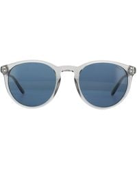 Polo Ralph Lauren - Round Shiny Transparent Grey Dark Blue Sunglasses - Lyst