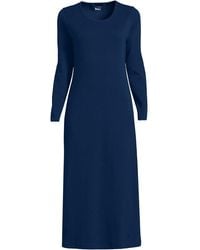 Lands' End - Plus Long Sleeve Mid Calf, Pure Cotton Nightdress - Lyst
