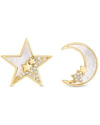 Jon Richard - Gold Plated Cubic Ziconia And Mother Of Pearl Celestial Mis Match Stud Earrings - Lyst