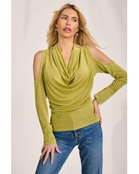 Jolie Moi - Cowl Neckline Cold Shoulder Jersey Top - Lyst