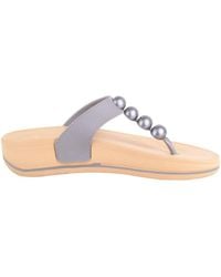 Absolute Footwear - Easy Slip On Beaded Wedged Toe Bar Summer Sandals Flip Flops - Lyst