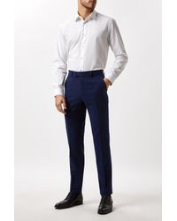 Burton - Slim Fit Navy Tweed Suit Trousers - Lyst