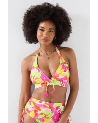 Joe Browns - Halter Neck Bikini Top With Tropical Leaf Print & Tassel Tie - Lyst