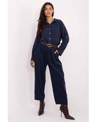 Love Lace - High Waist Loose Fit Belted Trousers - Lyst
