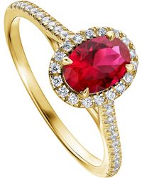 Created Brilliance - Rosalind Yellow Gold Lab Grown Diamond And Created Ruby Ring - Lyst