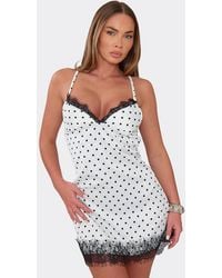 EGO - Strappy Lace Trim Polka Dot Mini Dress - Lyst