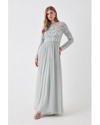 Coast - Floral Pearl Long Sleeve Two In One Bridesmaids Dress - Lyst