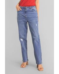Enorsia - Distressed Straight Jeans - Lyst
