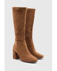 Dorothy Perkins - Wide Fit Kristen Square Toe High Heel Faux Leather Knee Boots - Lyst