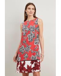 Wallis - Red Floral Border Print Shift Dress - Lyst
