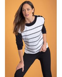 Klass - Stripe Knitted Short Sleeve Top - Lyst