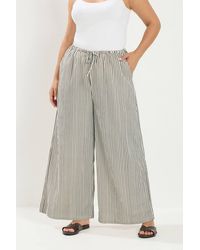 Yours - Striped Wide Leg Trousers - Lyst