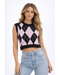 Stylewise - Knitted Crew Neck Cropped Vest - Lyst