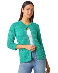 Roman - Cotton Blend Knitted Cardigan - Lyst