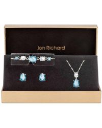 Jon Richard - Silver Plated And Aqua Stone Trio Set - Gift Boxed - Lyst
