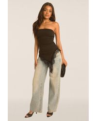 Rebellious Fashion - Asymmetric Lace Trim Bandeau Top - Lyst