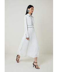 Karen Millen - Piping Detail Woven Belted Maxi Dress - Lyst