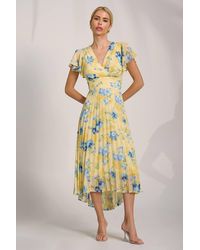 Jolie Moi - Cap Sleeve Pleated Chiffon Maxi Dress - Lyst