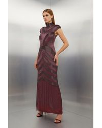 Karen Millen - Beaded Embellished Woven Maxi Dress - Lyst