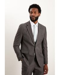 Burton - Slim Fit Charcoal Herringbone Suit Jacket - Lyst