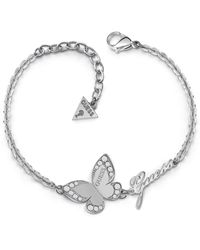 Guess - 'love Butterfly' Stainless Steel Bracelet - Ubs29231-l - Lyst
