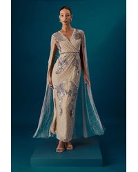 Coast - Muse Heavily Embellished Maxi Dress With Cape Sleeves - Lyst