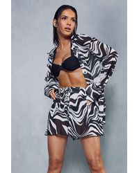 MissPap - Plisse Oversized Zebra Print Shirt - Lyst