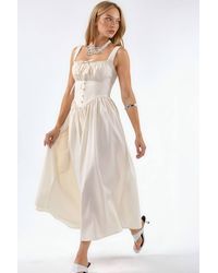 Busem - Midi Dress With Square Collar & Button Detail - Lyst