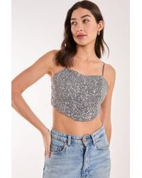 Pink Vanilla - Sequin Corset Top - Lyst