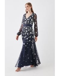 Coast - Mesh Maxi Dress With Star Embellishment - Lyst